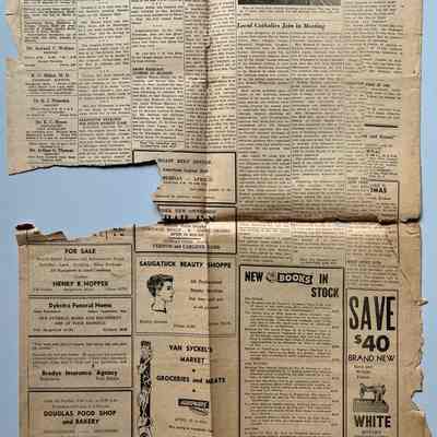9. Partial page from Commercial Record, 13 April 1956 covering aftermath of April 3 a pair of tornadoes, back