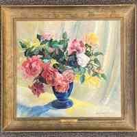 Mixed Roses, Blue Vase