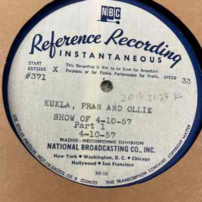 Disk k Side 1 - KUKLA FRAN AND OLLIE - Part 1 - 4/10/57