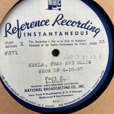 Disk l Side 1 - KUKLA FRAN AND OLLIE - Part 2 - 4/10/57