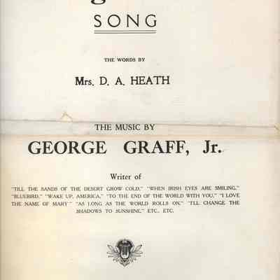 SaugatuckSongCover.jpg: May Heath - Song Writer

May Frances Heath loved to write. She wrote her book on the history of Saugatuck; she served for 17 years as the local correspondent for the Grand Rapids Press-resigning from this role in March 1940; she took correspondence courses on writing to hone her skills. She also wrote at least three songs heralding the town she loved. The first we know of was written for the Woman's Club and sung at the club meeting 18 Jan 1907 which was held at the home of May's Aunt Jessie Leland. The tune is the old favorite "Beulah Land". 

"Saugatuck"

1st stanza
There is a pretty town I know,
Where the waters of the Kalamazoo flow,
There rest and peace await each one,
Who from the city's strife may run

Chorus

Oh Saugatuck, dear Saugatuck!
Nestled among the woodside hills,
I love to gaze on azure sky,
And climb the Baldhead mount so high,
And view the village, quaint and pure,
Oh Saugatuck, yes Saugatuck.


2nd stanza
Here drives we take to the great lake,
The toils and cares of life we shake,
When in the shady walls we roam,
Or build our castles on the loam.

Chorus


On May 25th of that year, 146 Saugatuck High School Alumni sang her song "Alumni" written for that occasion, to the tune of "Auld Lang Syne". It was published in the Commercial Record on May 31st.

Much better known is the song she copyrighted and had published by the Word Music Publishing Corp., New York on Sept. 1, 1921. The music for her "Saugatuck Song" was written by George Graff, Jr. (1886-1973) author of the lyrics to "When Irish Eyes Are Smiling".

In July, 1928, Saugatuck native William Tisdale, then a cadet at the Naval Academy, wrote to the Commercial Record: "We arrived at New York this morning, and was at a dance in Newport, RI last week where they played "Saugatuck". I immediately thought of Mrs. Heath and the old chain ferry store."

--contributed by Chris Yoder