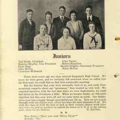 From Saugatuck School 1918 Bumble Bee Yearbook 2016.37.01