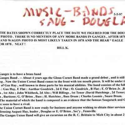 Music, Bands, Dances and Socials 1868-1883