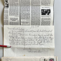          July 1989 letter to Edwin Kamps from Ted Shaw with photocopies of pages from Kit Lane's History of Western Allegan County about George Gray, William & Lynn Lankton, Rowena (Walker) Markham, Edna Walker and Roderick Walker
   