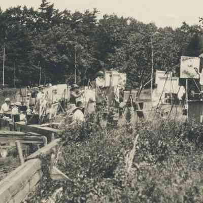 Farmer-painting on the lagoon.jpeg 4.5MB: Painting Farmer Brown, seated on dock