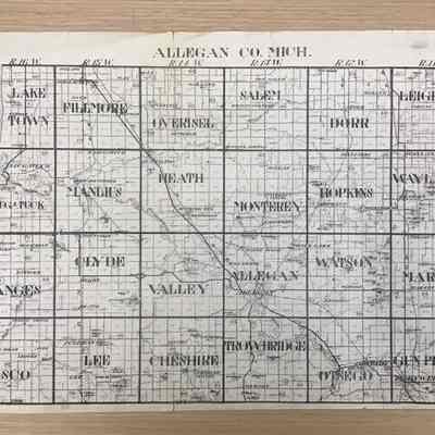 Allegan County Map 1956 Hixson