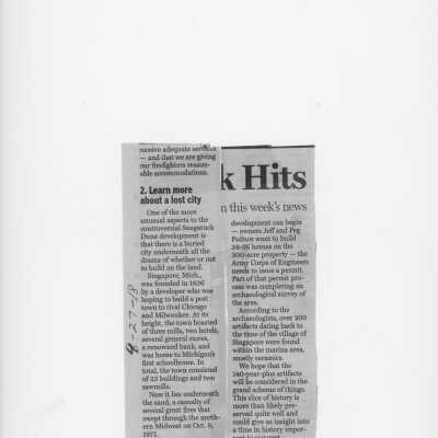 not sourced newspaper clippings, dated April 27, 2018