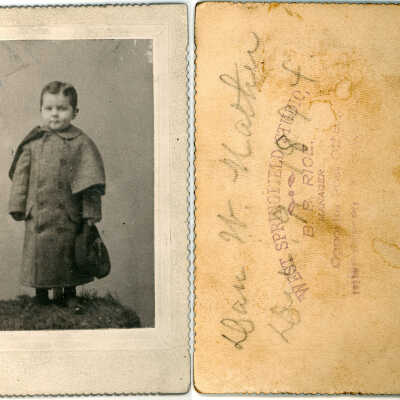 Dan Mather Age ca5.jpg: 3.5x2.25" card in Mather family folder