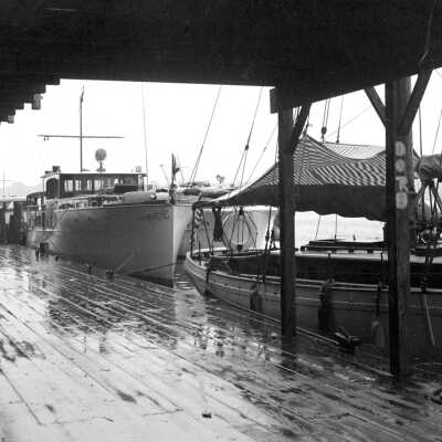 yachts in rain