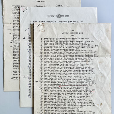 Westminster Lodge staff contact information 1942, 1943, 1944