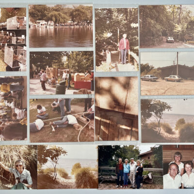 Color photos: 15 color photos of Camp and a fall craft show and cross-river tug of war (may be last Indian Summer festival) marked as happening autumn 1981

2 color photos from August 1982 Camp staff reunion with Ruth "Spook" Dodd, Ted Shaw, Neil Haynie and Dottie Shaw. "Spook lives at 3114 Aster Dr., Phoenix, Arizona, 85029, 602-866-9360" noted on back of photo.

1 color photo for Ted and Dottie Shaw and two unknown people posed at the camp, marked Summer 1992.  (maybe Edwin Kamps and his spouse and Audrey?)