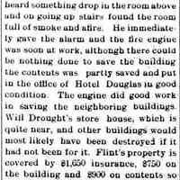          cr1904123005FrankFlintStoreBuildingBurns-Douglas.jpg; Frank Flint, Hotel Douglas, Will Drought's store house, J.F. Eaton, Mr. Hathaway
   