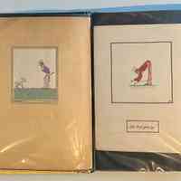          Pockets 2 and 3; Two more reproduction-rights reserved William Simmon's golfer prints or ink drawings titled 