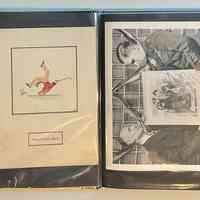          Pockets 4 and 5; Left: Fourth reproduction-rights reserved William Simmon's golfer ink drawing titled 