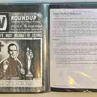          Pockets 12 and 13; Left: Photocopy of Bishop Sheen TV Roundup cover
Right: Biography of James Herbert Wilkerson printed from wikipedia, 2013 [see Wilkerson portrait at 2025.35.01]
   