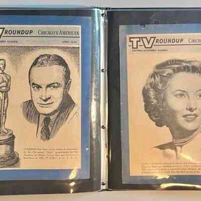 Pockets 24 and 25: Left: TV Roundup covers with Steinberg illustration of Bob Hope
Right: TV Roundup pages with Steinberg illustration of Barbara Stanwyck