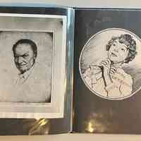          Pockets 30 and 31; Left: Steinberg illustration of Clarence Darrow, Dec. 13, 1952
Right: Steinberg illustration of woman, possibly Helen Hayes
   