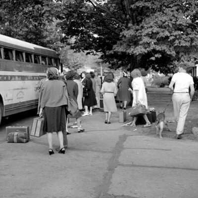 Labor Day buses on Culver St. 1945