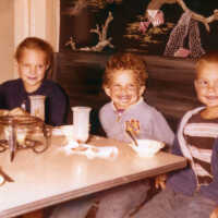          Debbie, Spring and Tom Bussies after parfaits at the Wave Crest, about 1960s
   