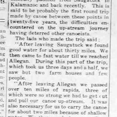 cr1921081904CanoeTripToKazooAndBack.jpg: Keewatin Camp, Nick Ganzales, Tom Hughes, Milton Aaron paddle to Kalamazoo and back.
