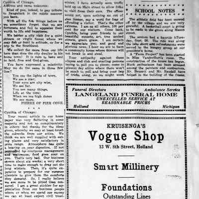 cr1939092908AnswersToCynthiaOfChicago.jpg: Two replies to Cynthia of Chicago (she mentions her Lincoln Park high rise in her original letter) from Pierre of Pier Cove and Lulu from Saugatuck.