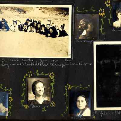 Boyce p4.jpg 2MB: Beach party June 1918, that day we all looked through a telescope and saw this... Eclipse. Sarah & Leah