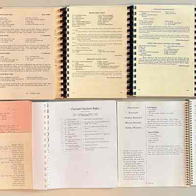 sample interior pages: Tummy Tantalizers provided by Gladys Van Os, Jane Van Dis via Elsie Bird, Dorothy Collier via Casco Church, Gladys Van Os, Florence Post, Roberta Kingshott, Pearl Herring, Alice Wrobel, Marti Peterkin, Mabel Danks, Edna Anderson