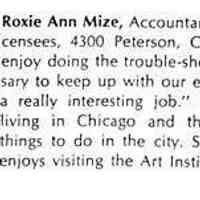          Roxie on her 25th anniversary with Walgreen in 1973.
   