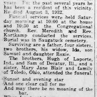 cr1932081204WesleyMize.jpg 58KB: Wesley Alexander Mize obituary from the August 12, 1932 Commercial Record