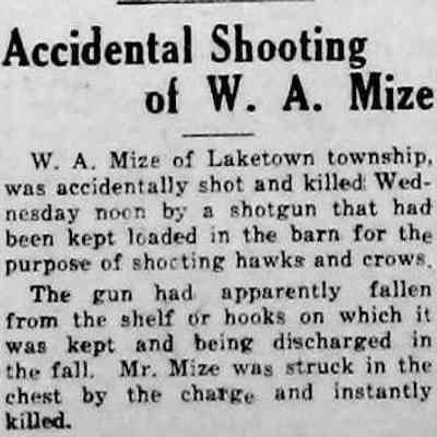 cr1932080501WAMize.jpg 24MB: Newspaper account of the Wesley A. Mize shooting accident from the August 5, 1932 Commercial Record