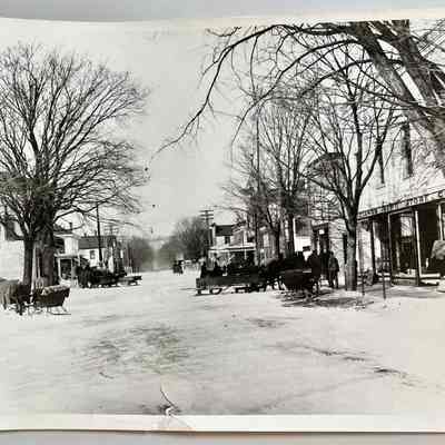 Butler Street in Winter with sleighs