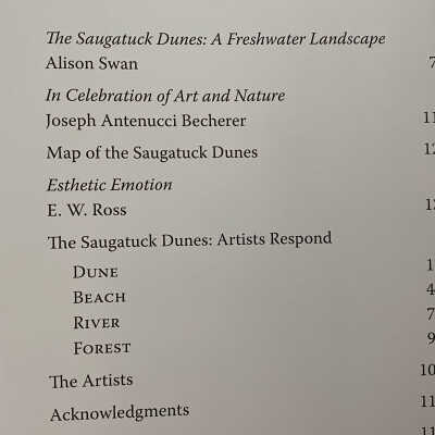 Table of contents of reproductions of artworks