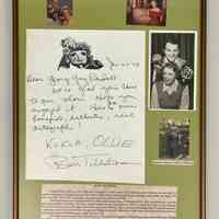 Burr Tillstrom letter and photos, framed
