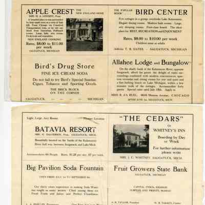 Bird_center_advertisement.jpg: Digital image from Jane Van Dis collection  - Digital file on Jack Sheridan Drive 2021.72.02