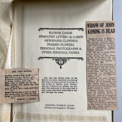 Mary Koning funeral booklet 1939