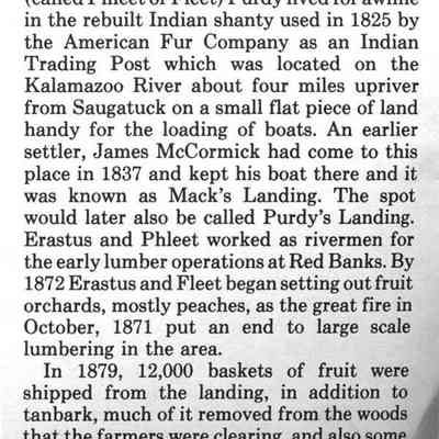 from "History of Western Allegan County, Michigan" Kit Lane, editor.