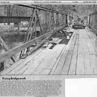          New_Richmond_bridge_1972.jpg 3.9MB; Fixing Bridgework - Repairs have been completed on the Richmond Bridge, a 420-foot steel structure which spans the Kalamazoo River at New Richmond. The Allegan County Road Commission started out replacing some of the wood decking and later found that some steel beams were reusted and also needed replaceing. The 10-day job cost about $4,000. The bridge originally was built in 1879 and the 