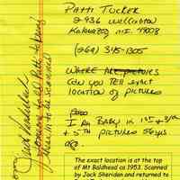          PattiTucker.jpg 9MB; From Judi Vanderbeck someone told Patti to bring these in to be scanned
   