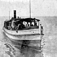          The original Aliber ca 1900, approaching the pier at Pier Cove.; filename: First_John_A_Aliber
   