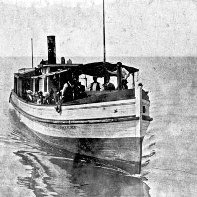 The original Aliber ca 1900, approaching the pier at Pier Cove.: filename: First_John_A_Aliber