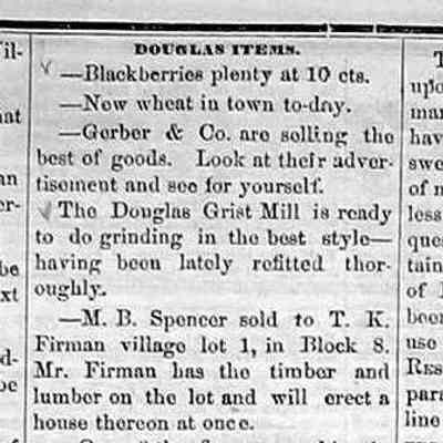 cr1870073003SpencerSellsLot1Block8.jpg: Douglas Grist Mill, M.B. Spencer sold to T.K. Firman village lot block 8