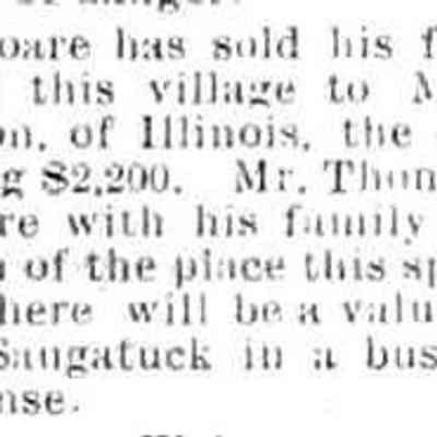 cr1886040901ThompsonBuysHoareFarm.jpg: Ned Hoare fruit farm sold to Aleck Thompson of Illinois