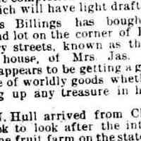          cr1888051801BillingsBuysButler-MaryHouse-Lot56.jpg; Charles Billings bought Macumber house at corner of Butler and Mary from Mrs. James York.
   