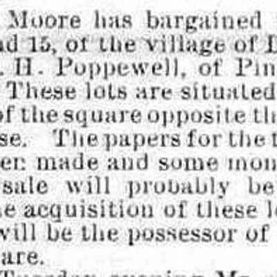 cr1889032201MooreBuysDouglasLots.jpg: R.M. Moore buys Douglas lots from M.H. Poppewell of Pinal, Arizona