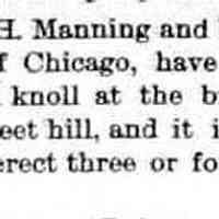          cr1898072901LandAtCrestOfAlleganStHillPurchasedForCottages.jpg; Professor R.H. Manning and Baron VanKahlden purchased wooded knoll at brow of Allegan Street hill
   