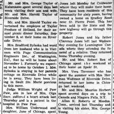 CR 1962Sep21-JonesDepart.jpg 1.3MB: Elizabeth and Marian Jones depart for Coldwater, Michigan. See last sentence of first column.