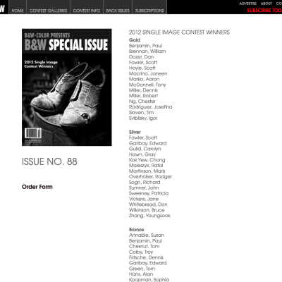 The photographer Ryan Hanley won a Merit Award in issue 88, February 2021, B&W magazine