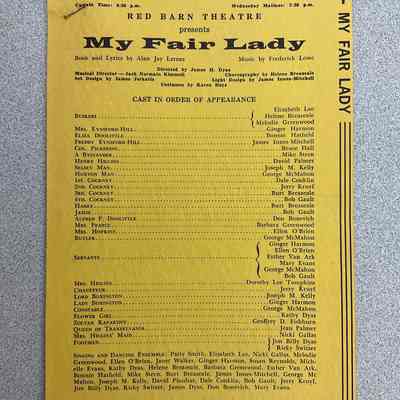 This Week at the Red Barn Aug. 11-22, 1964 My Fair lady