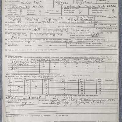 McVea Plat subdivision site report for golf course, 1968