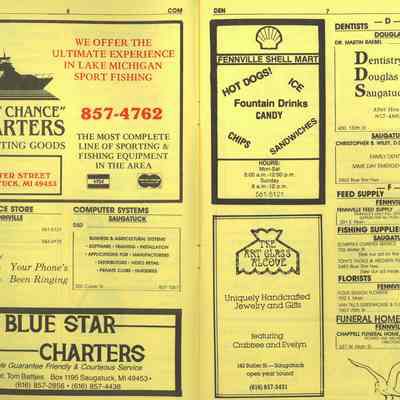 Best Chance Charters, Blue Stra Charters, DSD, Art Glass Alcove, Fennville Shell Mart, Dr. Martin Raebel, Christopher B. Wiley, Van Till's Greenhouse